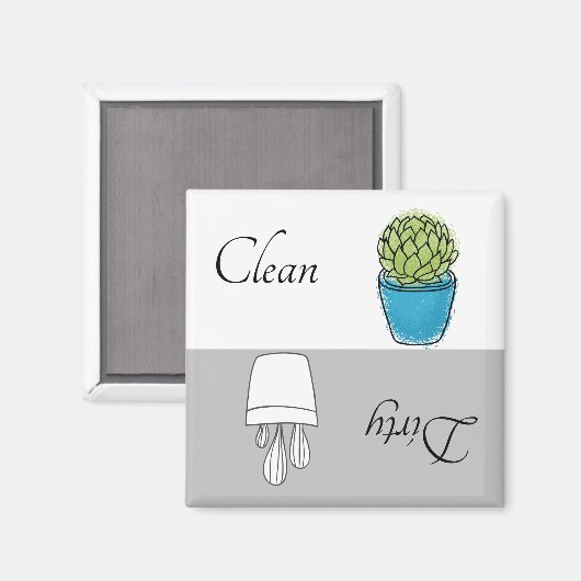Dirty Clean Dishwaser Magnet Succulent Plant (Voorkant / Achterkant)