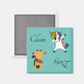 Dirty Clean Dishwasher Magnet Dabbing Unicorn (Voorkant / Achterkant)