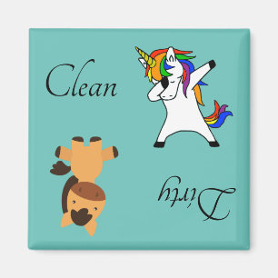 Dirty Clean Dishwasher Magnet Dabbing Unicorn