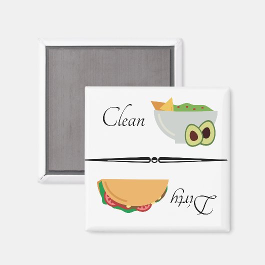 Dirty Clean Dishwasher Magnet Taco Avocado (Voorkant / Achterkant)