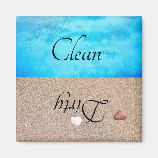 Dirty Clean Dishwasmachine Magnet Beach Water (Voorkant)