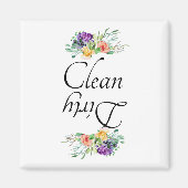 Dirty Clean Dishwasmachine Magnet Floral Flowers (Voorkant)