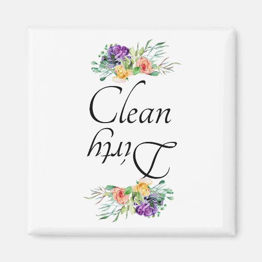 Dirty Clean Dishwasmachine Magnet Floral Flowers (Voorkant)