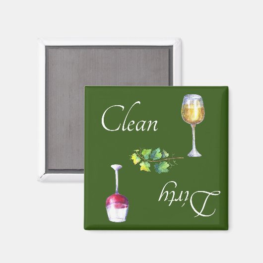 Dirty Clean Dishwasmachine Magnet Wine Red White (Voorkant / Achterkant)