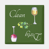 Dirty Clean Dishwasmachine Magnet Wine Red White (Voorkant)