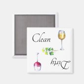 Dirty Clean Dishwasmachine Magnet Wine Red White (Voorkant / Achterkant)