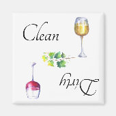 Dirty Clean Dishwasmachine Magnet Wine Red White (Voorkant)