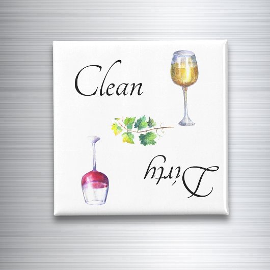 Dirty Clean Dishwasmachine Magnet Wine Red White