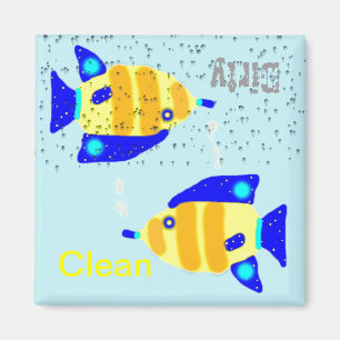 Dirty Clean Dishwasmachine magneten - blauwe gele