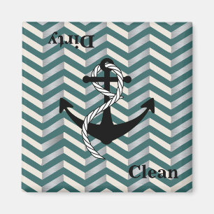 Dirty Clean Nautical Chevron Dishwasher Magnet
