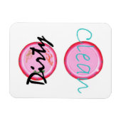 Dirty Clean Roze Borden Vaatwasser Magneten (Horizontaal)