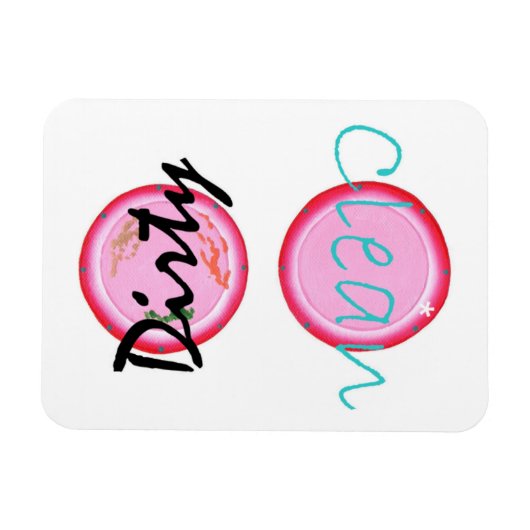 Dirty Clean Roze Borden Vaatwasser Magneten (Horizontaal)