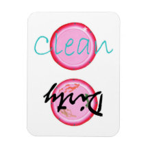 Dirty Clean Roze Borden Vaatwasser Magneten