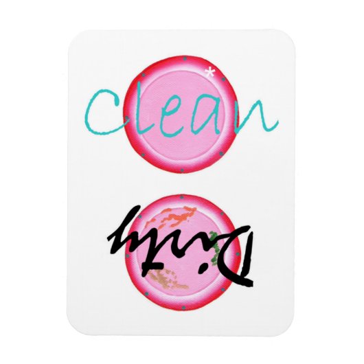 Dirty Clean Roze Borden Vaatwasser Magneten (Verticaal)