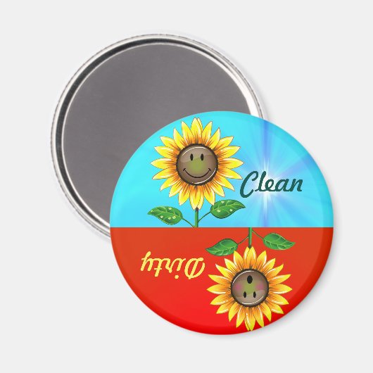 Dirty Clean Sunflower Dishwasher Status Magnet (Voorkant / Achterkant)