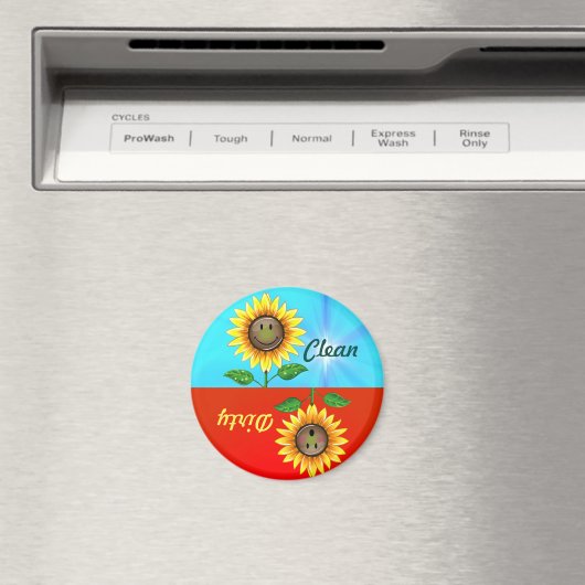 Dirty Clean Sunflower Dishwasher Status Magnet (Insitu (Vaatwasser))