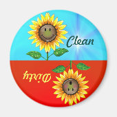 Dirty Clean Sunflower Dishwasher Status Magnet (Voorkant)
