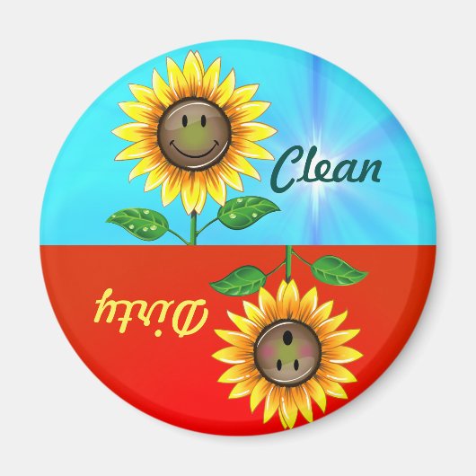 Dirty Clean Sunflower Dishwasher Status Magnet (Voorkant)