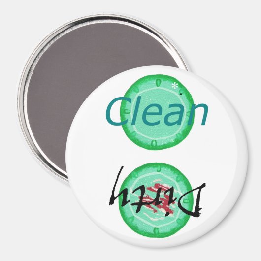 Dirty Clean Vaatwasmachinemagneten, groene borden Magneet (Voorkant / Achterkant)