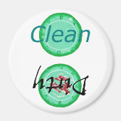 Dirty Clean Vaatwasmachinemagneten, groene borden Magneet (Voorkant)