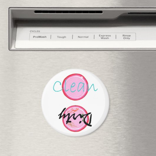 Dirty Clean Vaatwasmachinemagneten, roze borden Magneet (Insitu (Vaatwasser))