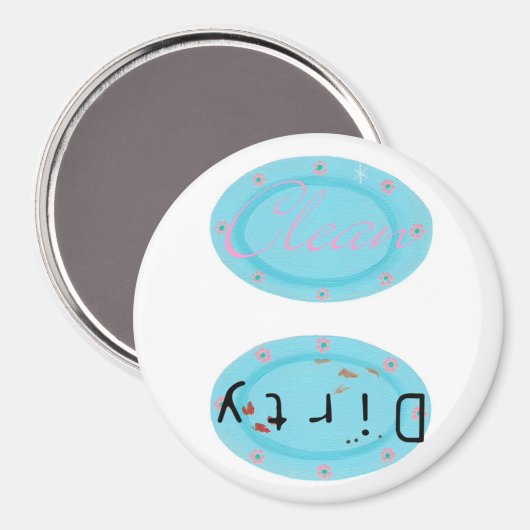 Dirty Clean Vaatwasser magneten - blauwe schotels (Voorkant / Achterkant)