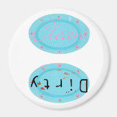 Dirty Clean Vaatwasser magneten - blauwe schotels (Voorkant)