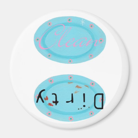 Dirty Clean Vaatwasser magneten - blauwe schotels (Voorkant)