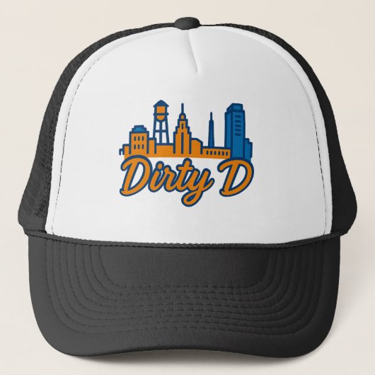 Dirty D Durham Skyline - Urban Script City Pride Trucker Pet (Voorkant)
