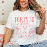 Dirty Dertig 30e Verjaardagsfeestje Custom Matchin T-shirt<br><div class="desc">Stap in je dertigers met stijl en sass met ons Dirty Thirty 30th Birthday Party Custom Matching T-Shirt! Ontworpen om uw mijlpaalviering onvergetelijk te maken, schreeuwt dit levendige koraalroze t-shirt 'verjaardagsplezier' luider dan de kaarsen op uw taart. Of je nu zelf het verjaardagsmeisje bent of op zoek bent naar het...</div>