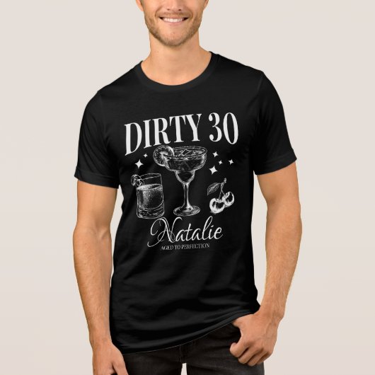 Dirty Dertig 30e Verjaardagsfeestje Custom Matchin Tri-Blend Shirt (Voorkant)
