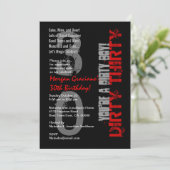 Dirty Dertig 30th Birthday Black Red Dirty Boy Kaart (Staand voorkant)