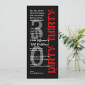 DIRTY DERTIG Birthday Black White Tall Kaart (Staand voorkant)