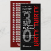 DIRTY DERTIG Birthday Black White Tall Kaart (Voorkant / Achterkant)