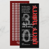 DIRTY DERTIG Verjaardagsfeestje Zwart Wit Rood Tal Kaart (Voorkant / Achterkant)
