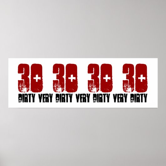 Dirty Derty 30 Birthday Party Poster Grunge Red (Voorkant)