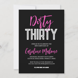 Dirty Derty 30th Birthday Invitation Kaart