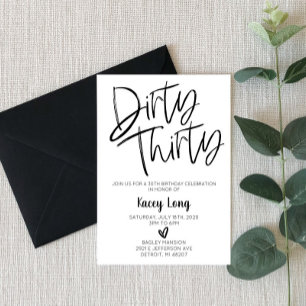 Dirty Derty 30th Birthday Invitation Kaart