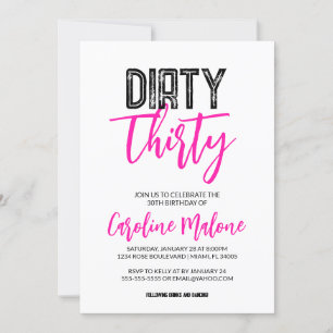 Dirty Derty 30th Birthday Invitation Kaart