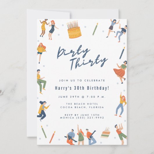 Dirty Derty 30th Birthday Party Kaart (Voorkant)