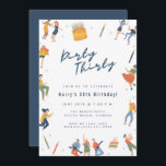 Dirty Derty 30th Birthday Party Kaart<br><div class="desc">Viel een 30e verjaardag met deze 'vuile dertig' partijuitnodiging. Gepersonaliseerd met uw partijdetails en keert aan het coördineren blauw op de rug terug.</div>
