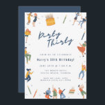 Dirty Derty 30th Birthday Party Kaart<br><div class="desc">Viel een 30e verjaardag met deze 'vuile dertig' partijuitnodiging. Gepersonaliseerd met uw partijdetails en keert aan het coördineren blauw op de rug terug.</div>