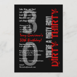Dirty Derty Birthday Black White Red Dirty Boy Kaart