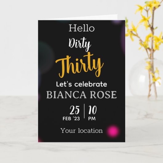 Dirty Derty Birthday Invitation Kaarten (Gele Bloem)
