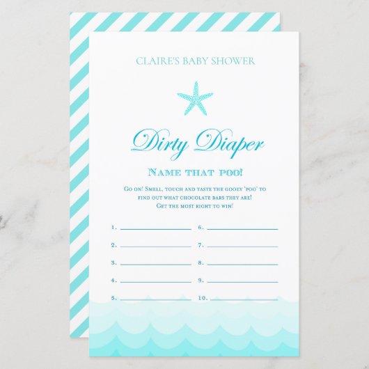 Dirty Diaper - Baby shower Game (Voorkant / Achterkant)