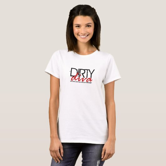 Dirty Diva Basic T-shirt - Wit (Voorkant volledig)