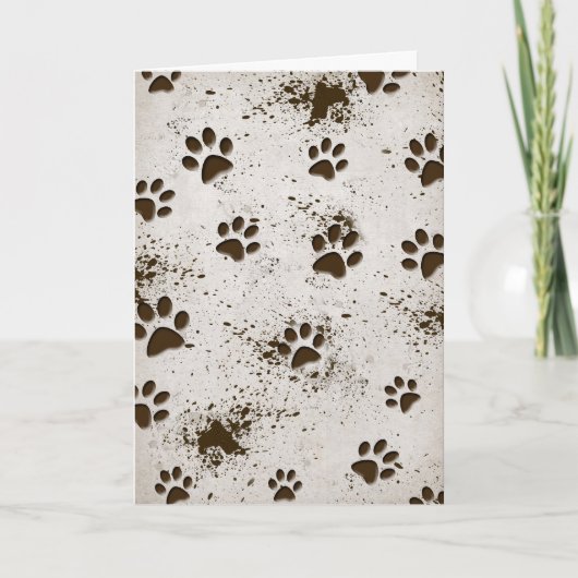 Dirty Dog Pawprint Birthday Kaart (Voorkant)