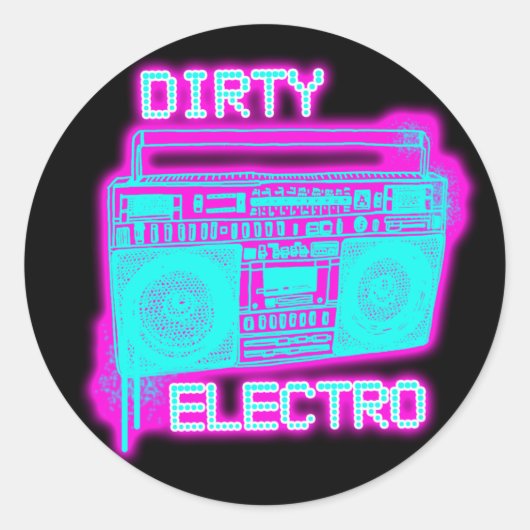 DIRTY ELECTRO danceclub DJ meisjes en jongens neon Ronde Sticker (Voorkant)