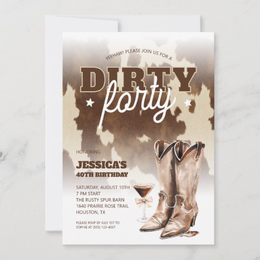 Dirty Forty Cowgirl Western 40ste verjaardagsfeest Kaart (Voorkant)
