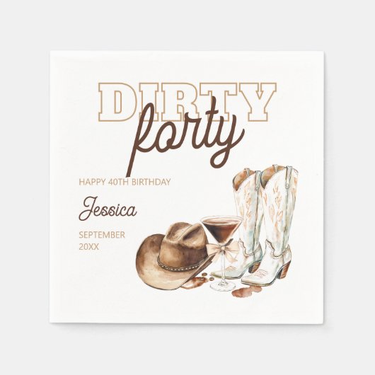 Dirty Forty Rodeo Western 40ste verjaardagsfeest Servet (Voorkant)